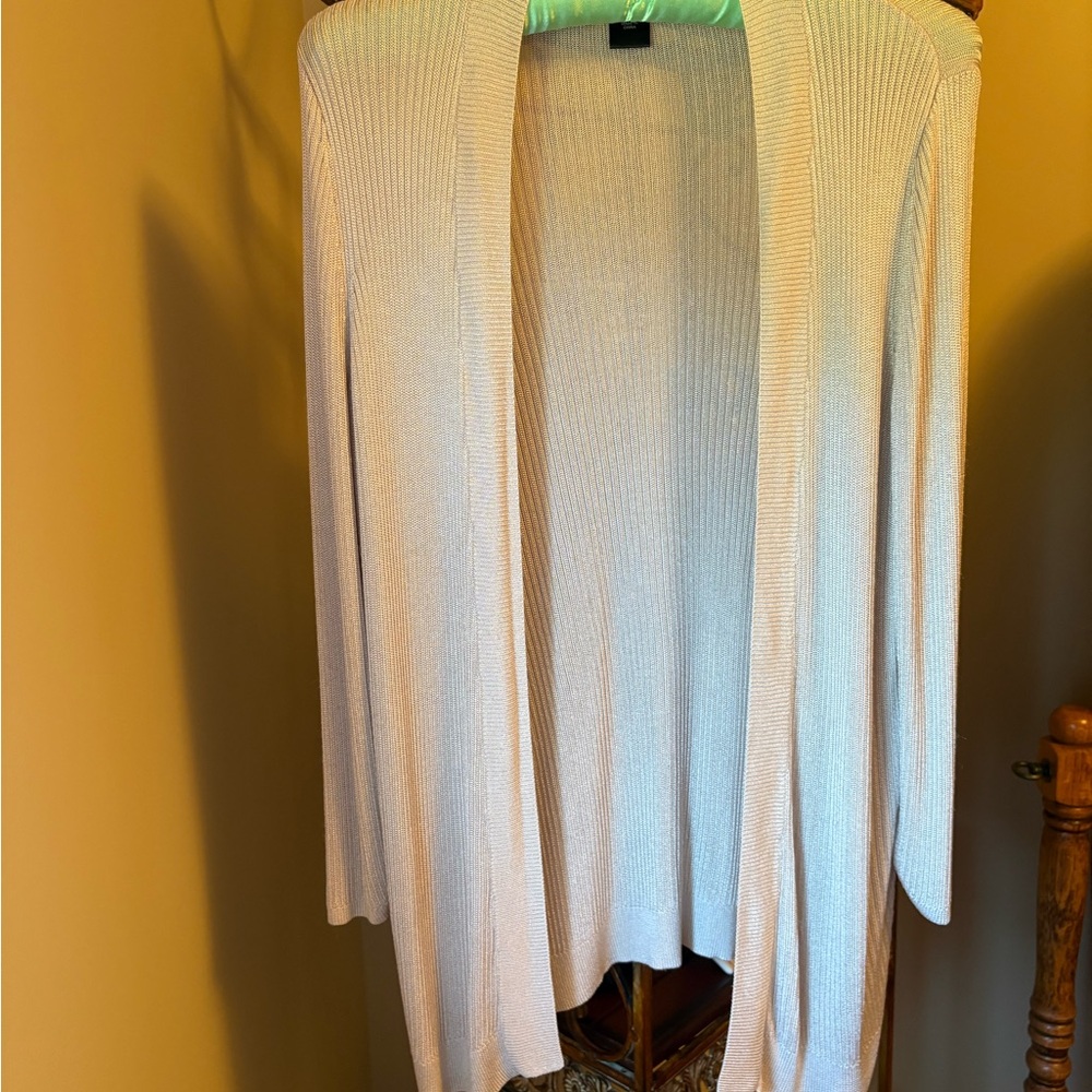 Ann Taylor Elegant Cream Open-Front Cardigan